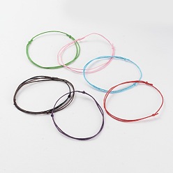 Mixed Color Adjustable Waxed Cord Bracelets, Mixed Color, 50~100mm(2 inch~3-7/8 inch)