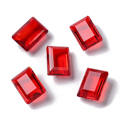 Rouge Cabochons en verre transparent strass, facette, rectangle, pointé en arrière, rouge, 14x10x6mm
