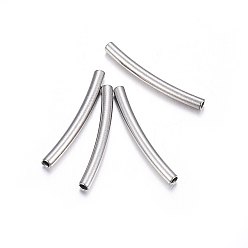 Stainless Steel Color 304 Stainless Steel Tube Beads, Curved Tube Noodle Beads, Curved Tube, Stainless Steel Color, 20x2mm, Hole: 1mm