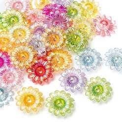 Mixed Color Transparent Acrylic Beads, AB Color, Flower, Mixed Color, 34x34x9mm, Hole: 4mm, about 260pcs/500g