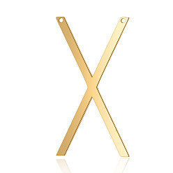 Letter X 201 Stainless Steel Links connectors, Letter, Golden, Letter.X, 37x20x1mm, Hole: 1mm