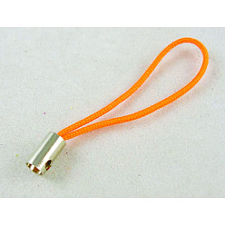 Orange Mobile Phone Strap, Colorful DIY Cell Phone Straps, Nylon Cord Loop with Alloy Ends, Orange, 50~60mm