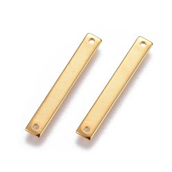 Golden 201 Stainless Steel Links connectors, Rectangle, Golden, 25x3.5x1mm, Hole: 1mm