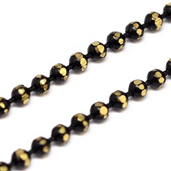 Black Electroplate Brass Ball Chains, Soldered, with Spool, Faceted, Lead Free & Nickel Free, Black, 1.5mm, about 328.08 Feet(100m)/roll