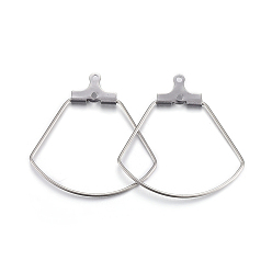 Stainless Steel Color 304 Stainless Steel Pendants, Hoop Earring Findings, Sector, Stainless Steel Color, 21 Gauge, 27x27x1.8mm, Hole: 1mm, Inner Size: 20x25.5mm, Pin: 0.7mm