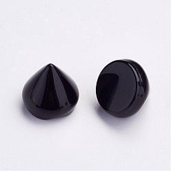 Black Agate Natural Black Agate Cabochons, Cone, Dyed & Heated, 10~11x10~11mm