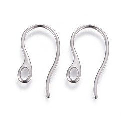 Stainless Steel Color 304 Stainless Steel Earring Hooks, with Horizontal Loop, Stainless Steel Color, 22x12x1mm, Hole: 3.5x2mm, 18 Gauge, Pin: 1mm