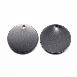 Electrophoresis Black 304 Stainless Steel Stamping Blank Tag Charms, Flat Round, Electrophoresis Black, 15x1mm, Hole: 1.2mm