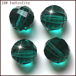 Cyan Oscuro Imitación perlas de cristal austriaco, aaa grado, facetados, rondo, cian oscuro, 10 mm, agujero: 0.9~1 mm