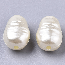 Blanc Floral Abs imitation perles acryliques perle, ovale, floral blanc, 15x10.5x8mm, trou: 1.8 mm, environ 690 pcs / 500 g