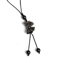Bowknot Natural Silver Obsidian Pendant for Mobile Phone Strap, Haging Charms Decoration, Bowknot, 12cm