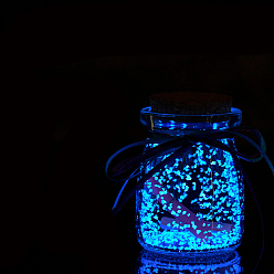 Синий Светящаяся стеклянная бутылка желаний с лентой произвольного цвета, светится в темноте, Звездное небо оригами звезда баночка дрейфующая бутылка для декора спальни подарок настольные украшения, синие, 53x75 мм
