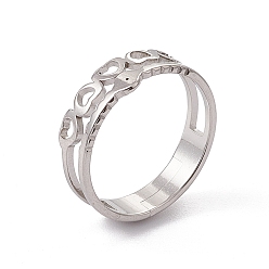Color de Acero Inoxidable 201 anillo de acero inoxidable con forma de corazón ahuecado y mal de ojo para mujer, color acero inoxidable, tamaño de EE. UU. 6 1/4 (16.7 mm)