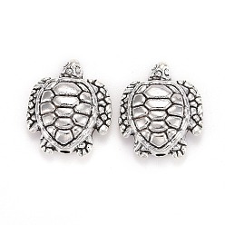Antique Silver Tibetan Style Alloy Beads, Lead Free & Cadmium Free, Tortoise, Antique Silver, 16x14x5mm, Hole: 1.2mm