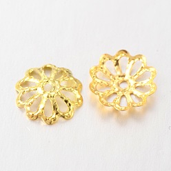 Oro Hierro tapas de cuentas flor, dorado, 9x1.5 mm, agujero: 1 mm