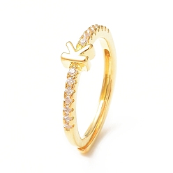 Letter K Clear Cubic Zirconia Initial Letter Adjustable Ring, Golden Brass Jewelry for Women, Letter.K, Inner Diameter: 18mm