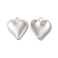Stainless Steel Color 304 Stainless Steel Pendants, Heart Charm, Stainless Steel Color, 23x20x3mm, Hole: 2.5mm