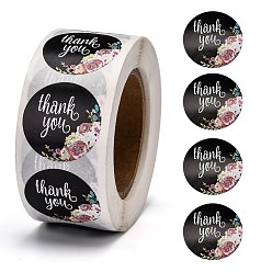 Black 1 Inch Thank You Stickers, Self-Adhesive Paper Gift Tag Stickers, Adhesive Labels On A Roll for Party, Christmas Holiday Decorative Presents, Word, Black, Sticker: 25mm, 500pcs/roll