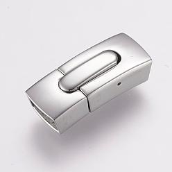 Stainless Steel Color 304 Stainless Steel Bayonet Clasps, Rectangle, Stainless Steel Color, 29x12x8.5mm, Hole: 5x10mm
