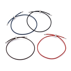 Mixed Color Adjustable PU Leather Cord Slider Bracelets, with 304 Stainless Steel Slider Beads and Cord End, Mixed Color, 10-3/8 inch(26.5cm), 2mm