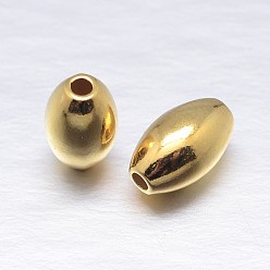Real 18K Gold Plated Real 18K Gold Plated Oval Sterling Silver Beads, Golden, 8x5mm, Hole: 1.5mm, about 56pcs/20g