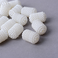 Ivoire Acryliques perles imitation de perles, perles baies, perles combinés, colonne, blanc crème, 15x10.5mm, trou: 1.5 mm, environ 800 pcs / 500 g