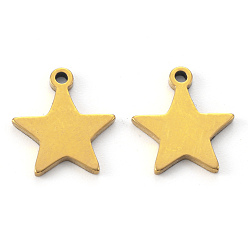 Golden Vacuum Plating 304 Stainless Steel Charms, Laser Cut, Star, Golden, 12x11x1mm, Hole: 1.2mm