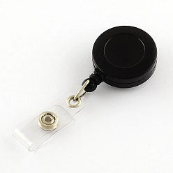 Black Plastic Clip-On Retractable Badge Holders, Tag Card Holders, Black, 84x31x12mm