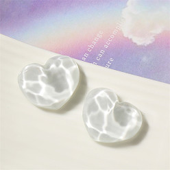 WhiteSmoke Opaque Resin Cabochons, Heart with Water Ripple, WhiteSmoke, 18x22mm