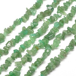 Aventurina Verde Chips aventurina hebras naturales perlas verdes, 5~8x5~8 mm, agujero: 1 mm, alrededor de 31.5 pulgada