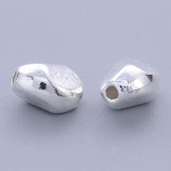 Argent Alliage de perles d'entretoise de style tibétain, sans plomb et sans cadmium, ovale, argenterie, 6x5mm, Trou: 1mm