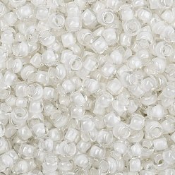 (981) Inside Color Crystal/Snow Lined Toho perles de rocaille rondes, perles de rocaille japonais, (981) cristal de couleur intérieure / doublé de neige, 8/0, 3mm, Trou: 1mm, environ1110 pcs / 50 g