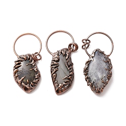 Labradorite Natural Labradorite Big Pendants, with Red Copper Tone Tin Findings, Lead & Nickel & Cadmium Free, Nuggets, 61x28x8mm