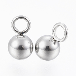 Stainless Steel Color 304 Stainless Steel Charm, Round, Stainless Steel Color, 11~12x8mm, Hole: 2.5mm