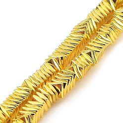 Golden Plated Electroplated Synthetic Non-Magnetic Hematite Beads Strands, Square, Golden Plated, 4x4x1.3mm, Hole: 1mm, about 310~315pcs/strand, 15.94~16.02''(40.5~40.7cm)
