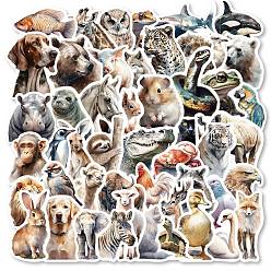 Mixed Color 50Pcs Animal PVC Self-Adhesive Cartoon Stickers, Waterproof Decals for Party, Decorative Presents, Scrapbooking, Mixed Color, 56~75.5x36~70x0.2mm