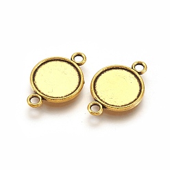 Antique Golden Alloy Cabochon Connector Settings, Lead Free and Cadmium Free, Flat Round, Antique Golden, 18x12x2mm, Tray: 10mm, Hole: 2mm