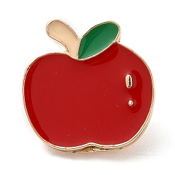 Apple Fruit Theme Enamel Pins, Light Gold Alloy Badge for Backpack Clothes, Teacher's Day, Apple, 18x18x2mm
