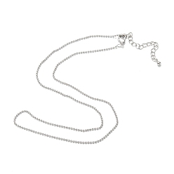 Real Platinum Plated Brass Ball Chain Necklaces, Long-Lasting Plated, Real Platinum Plated, 16.34 inch(41.5cm)