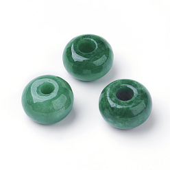 Jade de Myanmar Myanmar natural de jade / burmese jade cuentas europeas, abalorios de grande agujero, teñido, Rondana plana, 15~16x10~11 mm, agujero: 4~5 mm