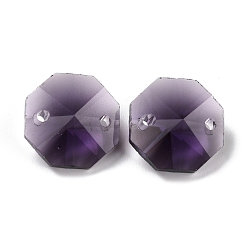 Dark Orchid Electroplate Glass Links Connectors, Faceted, for Chandelier Prism Beads Chain, DIY Craft Jewelry Decoration, Octagon, Dark Orchid, 14x14x7.5mm, Hole: 1.6mm
