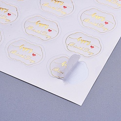 White Birthday Sealing Stickers, Label Paster Picture Stickers, for Gift Packaging, Oval with Word Happy Birthday, White, 20x30mm