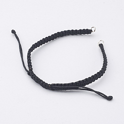 Черный Нейлона изготовление браслетов, с медными кольцами, чёрные, 5-1/2 дюйм ~ 6-7/8 дюйм (14~17.5 см), 4~7.5 мм