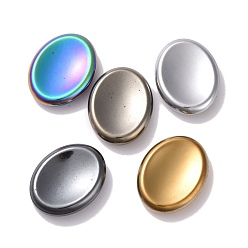 Mixed Color Vacuum Plating Non-magnetic Synthetic Hematite Massager, Worry Stone for Anxiety Therapy, Oval, Mixed Color, 34.5x44x9.5mm