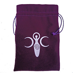 Goddess Bolsas de almacenamiento de cartas de tarot de terciopelo, soporte de almacenamiento de escritorio de tarot, púrpura, patrón de diosa, 18x13 cm