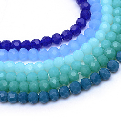 Color mezclado Hebras de perlas de vidrio sólida opacos, ronda facetas, color mezclado, 4~5 mm, agujero: 0.5 mm, sobre 93~98 unidades / cadena, 14.69 pulgada (37.3 cm)