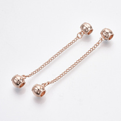 Rose Gold Alloy European Beads, with Safety Chains, Rondelle with Heart, Rose Gold, 95mm, Rondelle beads: 12x10x9mm, Hole: 5mm.