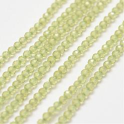 Peridot Natural Peridot Bead Strands, Faceted, Round, 2mm, Hole: 0.5mm, about 198pcs/strand, 15.5 inch