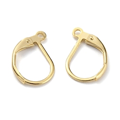 Real 24K Gold Plated Brass Leverback Earring Findings, with Horizontal Loop, Real 24K Gold Plated, 15.6x10x2mm, Hole: 1.4mm, Pin: 0.8mm