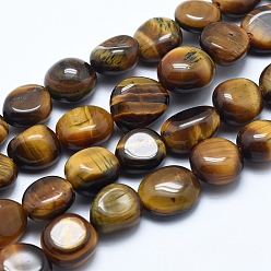 Tiger Eye Natural Tiger Eyes Beads Strands, Tumbled Stone, Nuggets, 8~10mm, Hole: 0.8mm, about 30~50pcs/strand, 15.7 inch(40cm)